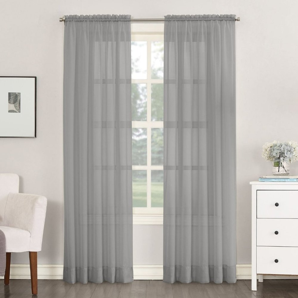 Sheer Voile Rod Pocket Curtain Panels 59wx54l